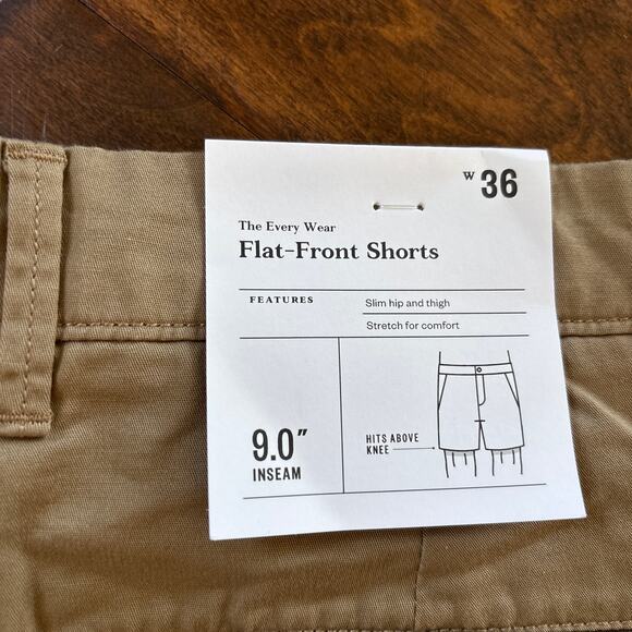 Goodfellow & Co. The Every Wear Flat Front Chino Shorts 9" Inseam Tan Size 36 - Picture 4 of 5